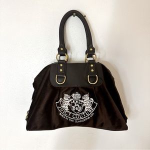 Juicy Couture Velvet Bag brown Scotti Dogs With Gold Hardware